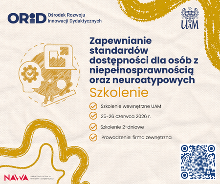 Ogłoszenie o szkoleniu Zapewnianie standardów dostępności dla osób z niepełnosprawnością oraz neuroatypowych, 26.06.2026